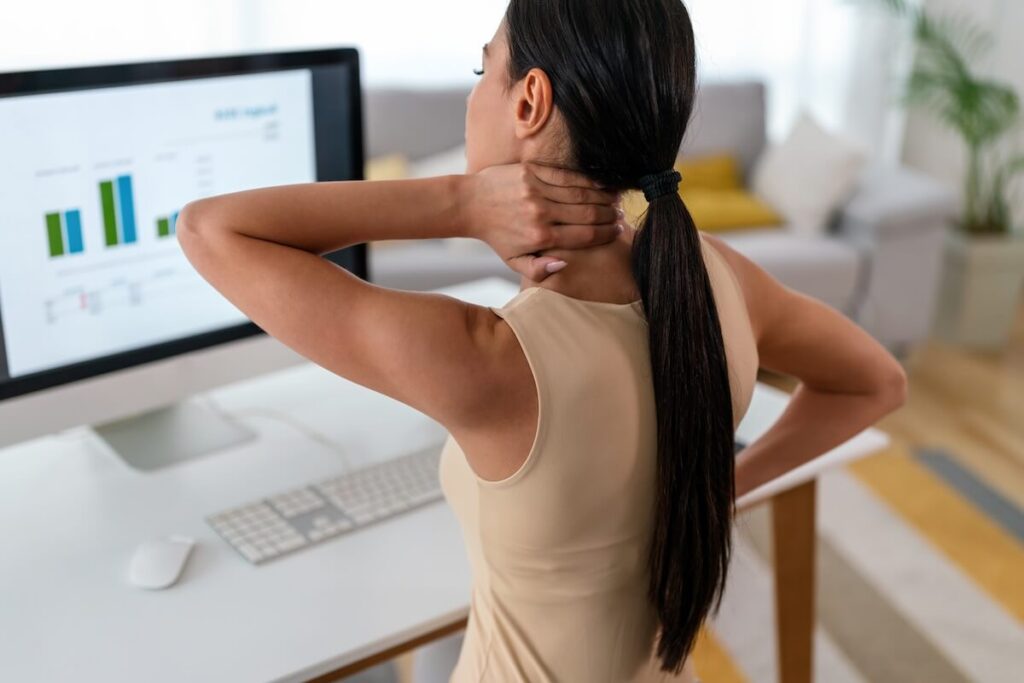Desk stretches to relieve desk job back pain and neck stiffness